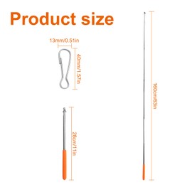 Juyibaao 2 Pcs Extendable Handheld Flag Pole (1.6m), Telescopic Flag Pole Stainless Steels with Flag Clips, Portable Handheld Flag Pole for Festival Camping Tour