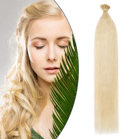 Keratin Pre Bonded I Tip Human Hair Extensions Stick Tip 20in 100S Strands - #60 Platinum Blonde Invisible Real Remy