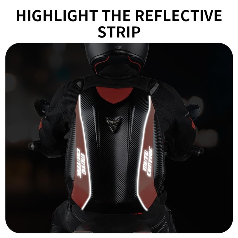 mjmoto Motorcycle Backpack Waterproof Large Capacity Carbon Fiber Rider Backpack