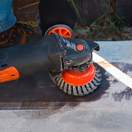 Grinding Brush Angle Grinder, Wire Brush, Angle Grinder, 4 Pieces, Cup Brush, M14, 3 Inch Angle Grinder, Wire Brush for Angle Grinder, Cup Brush, Braided Wire, Diameter 75 mm, Wire Thickness 0.5 mm