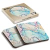 2 x Square Coasters - Marble Ink Effect Pink Blue