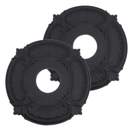 Risbay 2PCS Black Split Ceiling Medallion PU Lighting Ceiling Medallions Round Decorative Ceiling Light Medallions for Light Fixtures and Ceiling Fans