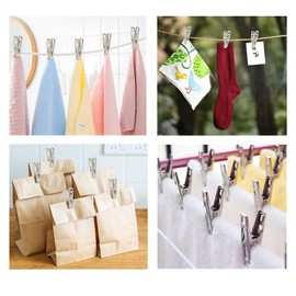 VIPbuy Pack of 60 Small Stainless Steel Clothes Pegs, Metal Photo Clips with Storage Box, Multifunctional Clips for Hanging Clothes, Socks, Clothesline, Office Files, Food Sealing