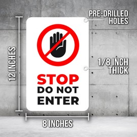 Stop Do Not Enter Prohibited Entry Trespassing Sign - 8 x 12 Inch PVC Sign - Premium PVC Sign For Workplace Warehouse Jobsite OSHA Regulation - Weather Proof Fade Resistant - Made In USA - PVC0236