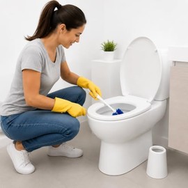 Genérico Kit de Limpieza para Baño  Cepillo para WC con Base  Fibra Blanca Multiusos  Cepillo Sanitario con Porta Cepillo  Esponja para Lavabo,