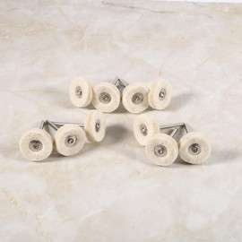 10 Pieces Cotton Buff Wheel Polishing Head, 25 mm Wool Felt Mounted Polishing Pad Jewellery Polishing Tools Polishing Pad Set with Handle