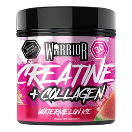 Warrior Creatine Monohydrate + Collagen Powder 270g - Pure Hydrolysed Peptides (Bovine) - Supports Muscle Recovery - Workout Supplement for Women and Men (not Tablet) - 30 Servings (Watermelon Ice)