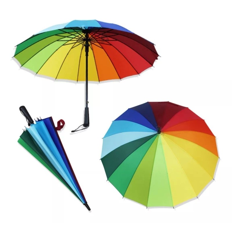 JustClick MX Paraguas Grande De Arcoiris Resistente Sombrilla Lluvia Sol