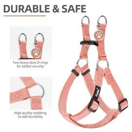 PUPTECK No Pull Dog Harness Soft Adjustable Basic Nylon Step in Puppy Vest Outdoor Walking with ID Tag Medium LightCoral