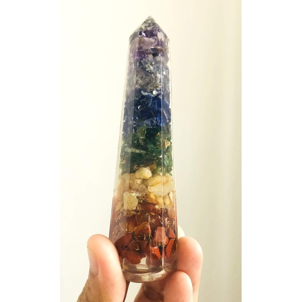 crystalmiracle 7 Chakra Healing Orgone Generator Wand Crystal Positive Energy Peace Wellness Reiki feng Shui Gift Handcrafted Power