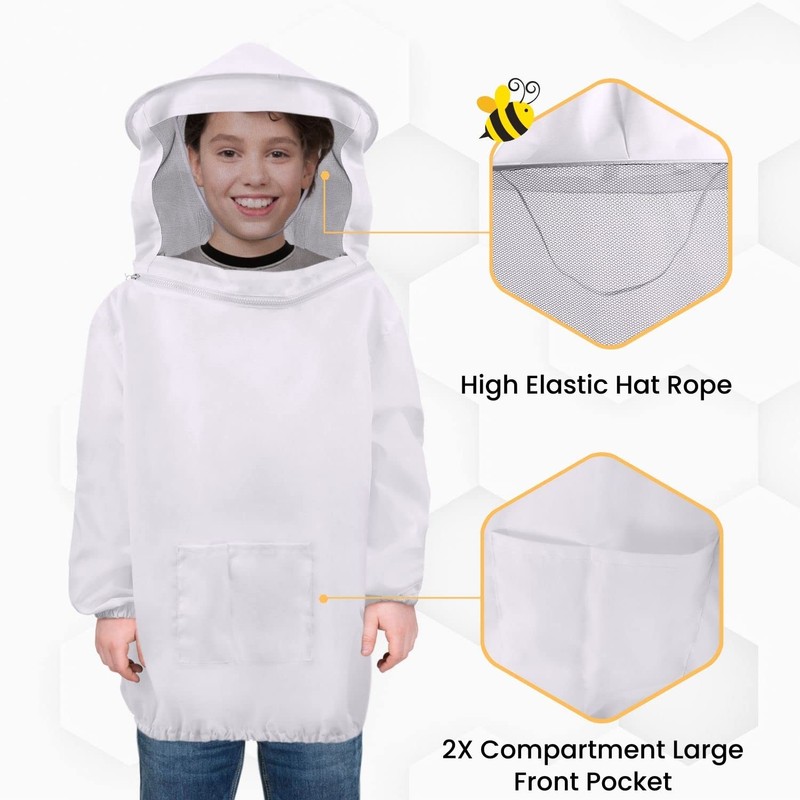 Flexzion Beekeeping Jacket - White Bee Keeper Suit for Men