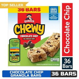 Quaker Chewy Chocolate Chip Granola Bars, 0.84 oz, 36 Count