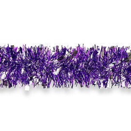 Purple Silver Christmas Tinsel Garland, 10m/32.8ft Chunky/Fine Christmas Tree Hanging Tinsel Decoration Metallic Tinsel Christmas Decoration Tinsel for Christmas Tree Decor (Purple Silver)