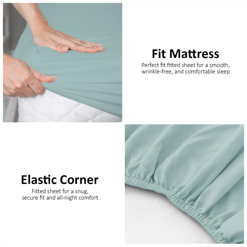 Fitted Sheet Single Bed (91 x 193cm) - Duck Egg