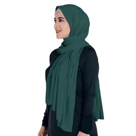 Lina & Lily Non-see-through Jersey Modal Hijab Head Scarf Wrap for Muslim Women (Jungle Green)