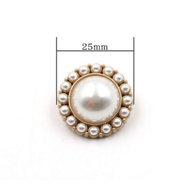 10pcs Round Pearl Buttons with Shank for Sewing Gold Button Crafts for Clothes Shirts Suits Coats Sweaters Wedding Dress Clothing Decorations (Pearl, 40L/25mm)
