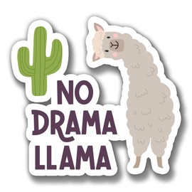 Vinyl Sticker No Drama Llama lama Funny Cactus 4" Tall | Premium Quality Decals Indoor/Outdoor Use for Car Bumper Vehicle Laptop Window & Any Surfaces