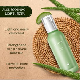 Aloderma Soothing Face Moisturizer with 77% Organic Aloe Vera - Face Lotion for Women & Men for Sensitive & Combination Skin, Rosacea - Oil Free Moisturizer for Face with Squalane & Botanical Extracts