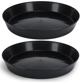 Austin Planter 18 Inch (16.3 Inch Base) Case of 2 Plant Saucer - Black Polypropylene,Heavy Duty Indoor/Outdoor Tray and Drip Pan,Collects Flower Pot Excess Water Made in USA