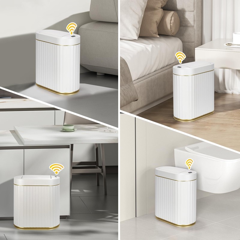 ELPHECO Bathroom Trash Can with Lid Butterfly, Motion Sensor Trash