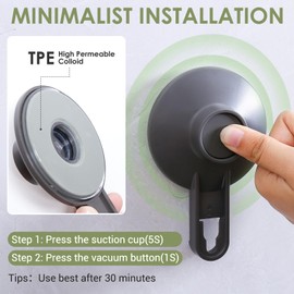 Luxear Towel Rail No Drilling 30 cm / 60 cm Adjustable Towel Rail Suction Cup for Bathroom Kitchen, 5 Removable Hooks, Bath Towel Holder with Max. 10 kg Load Capacity, Guest Towel Holder for Wall