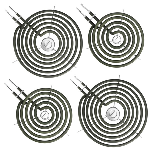 S-Union Upgraded 4 Pack WB30M1 WB30M2 Electric Stove Burners Replacement for GE Hotpoint Kenmore Stove Element,2PCS WB30M1 6" and 2PCS WB30M2 8" for GE Range Stove Burner Top Surface Element Kit