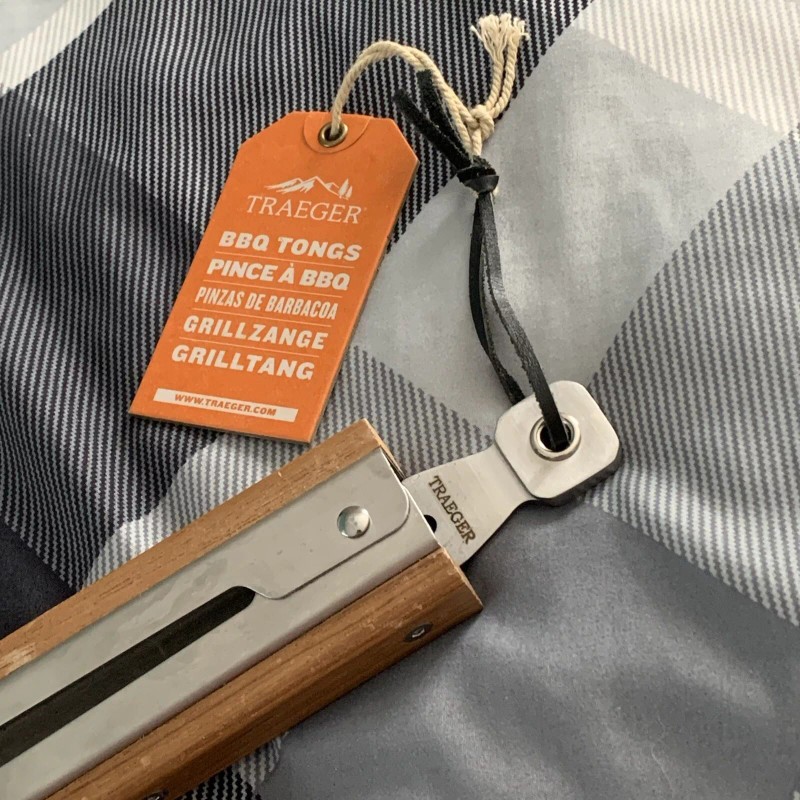 Traeger BBQ Grill Grilling Tongs, Silver with Brown 14.5"