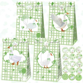 BACH AND BOOZY 12 PCS Silly Goose Party Favors Supplies Pink Party Bags Treat Boxes Gift Cookies Snacks Bags for One Silly Goose Themed Birthday Party Baby Shower