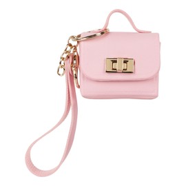 Philo Fun Pink Mini Keychain Purse Charm – Cute Keyring Handbag Accessory with Gold Clasp and Turn Lock for Keys, Bags and Earbuds