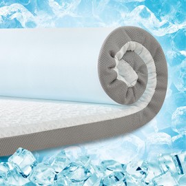 3 Inch Cooling Mattress Topper Twin, Ice Silk Cover with Gel-Infused 40D Memory Foam Mattress Topper, Removable Soft Cover, Pressure Relief & Non-Slip, CertiPUR-US Certified