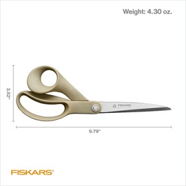 Fiskars 9" Recycled Fabric Scissors - Sustainable and Sharp Craft Scissors for Sewing - Craft and Fabric Cutting - Beige