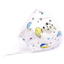 Kids Children Premium Cotton Reusable Washable Mask with Breather Valve & Filter Pocket (White)