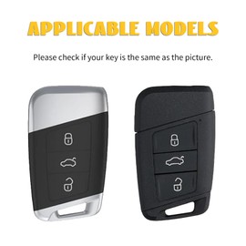 OFF WE GO Car Key Case for VW Key Cover for Volkswagen Golf Passat Alltrack Arteon Atlas Jetta Skoda Kodiaq Superb A7 3 Buttons TPU Car Key Protective Case Key Box White Gold