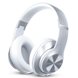 Xuuly Audífonos Bluetooth Diadema 9S con 40mm Drivers y 6EQ, 60H de Reproducción Continua, Plegables, Sonido HiFi para Estudiar/Viajar/Entretenimiento - Plata