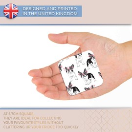Destination Vinyl ltd Fridge Magnet - Cute Boston Terrier Dog Pattern Pink Glasses for Office, Cabinet and Whiteboard, Magnetic Stickers, 44763