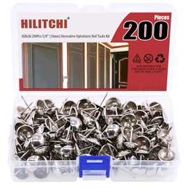 Hilitchi 200 Pieces 5/8'' (16mm) Round Dome Head Vintage Decorative Upholstery Nails Tacks Furniture Sofa Thumb Tacks Nails Pins with Clear Plastic Case (Silver)