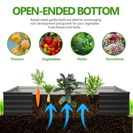 2PCS 12x3x1ft Galvanized Raised Garden Bed,Outdoor Planter Box Metal Patio Kit Planting Bed for Vegetables Flowers Herb,Black