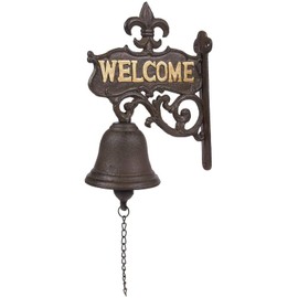 Juvale Cast Iron Dinner Bell - Antique Vintage Outdoor Black Cast Iron Bell for Front Door, Porch, Home Decor, and Wall Decor - 6.7 x 8.9 x 0.8 in