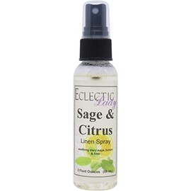 Sage and Citrus Linen Spray (Double Strength), 4 ounces - Eclectic Lady Sheet and Linen Spray - No Artificial Colors, Parabens, or Preservatives - Long-Lasting Scent for Bed, Fabric & Pillow