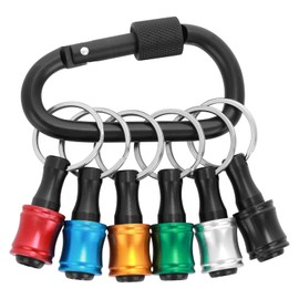 Prasacco 6 Pieces Drill Holders, 1/4 Inch Hex Shank Screwdriver Bit Extension Aluminium Alloy Screwdriver Bits Holder Keychain with Black Carabiner (6 Colours)