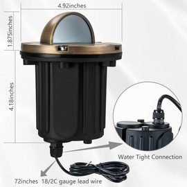 LumStory 4-Pack Brass Well Lights 12V Low Voltage Landscape Lighting LED Landscape Light Outdoor in Ground Lights with MR16 GU5.3 Bulb 5W 3000K Warm White(Beacon Top)
