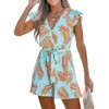 CUPSHE Women's Romper Tropical Flutter Sleeve Boho Overall V Neck