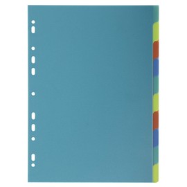 Exacompta - Ref 2710E - Forever Collection - 100% Recycled PP Translucent Dividers - Suitable for A4 Documents, Printed Index, 10 Positions - Assorted Coloured Tabs