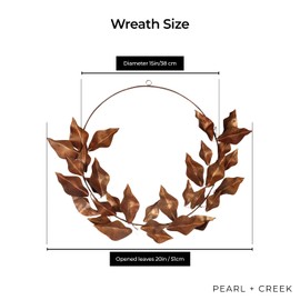 Antique Metal Wreath Wall Decor for Front Door - DIY Half Ring Leaf Wreath Home Décor for Every Season, Celebration & Christmas