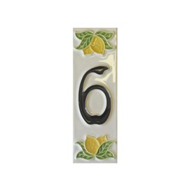 Italian hand-painted lemon ceramic number tiles 10 x 3.3 cm with the option of frames (Number 6 tile)