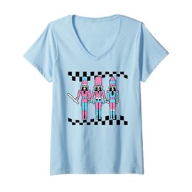 Womens Christmas Pink Nutcracker Squad Toy Soldier Costume Xmas V-Neck T-Shirt