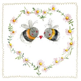 Alex Clark Bee Heart Little Foil Blank Card - Wedding, Anniversary, Wife, Husband, Boyfriend, girlfriend, partner, Heart, Designed and Printed In The UK