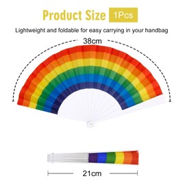 CWPFVQA Pack of 2 rainbow folding fans, rainbow colour gradient design, foldable and portable, lightweight and easy to carry, suitable for outdoor and indoor use.