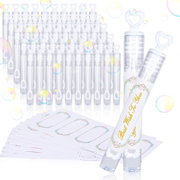 FORMIZON Soap Bubbles Wedding Set, 50 Pieces Mini Bubbles with