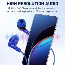 UrbanX R2 Wired in-Ear Headphones with Mic for Motorola Moto G Stylus 5G with Tangle-Free Cord, Noise Isolating Earphones, Deep Bass, in-Ear Bud Silicone Tips